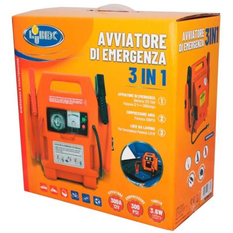 LUBEX Avviatore Auto con Compressore - Nero e Rosso - 12V