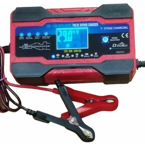 EXSENSA Avviatore Batteria Auto 12-24V 5-10A Caricatore Intelligente Portatile LCD