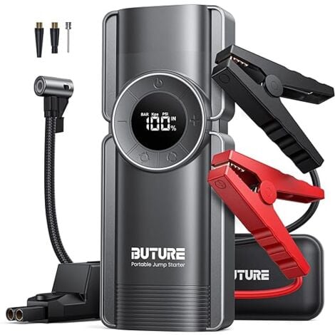 BUTURE Avviatore Batteria Auto, 2500A 20000MAh Avviatore Emergenza per Auto,150 PSI (10,3 bar) Compressore Portatile Per 8,5L Benzina e 8L Diesel Motori
