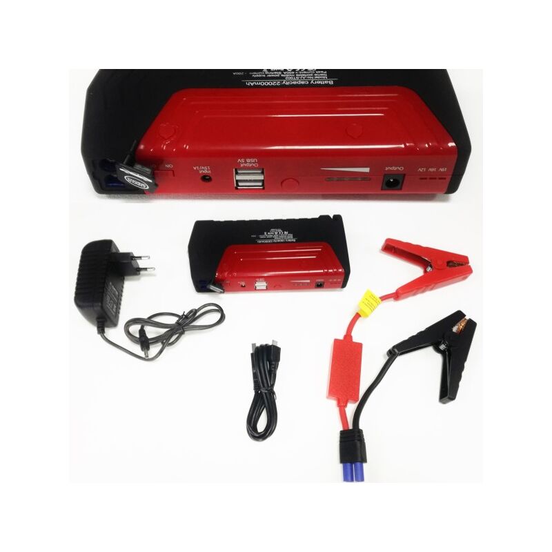 Image of Trade Shop - Jump Starter Portatile 2200a Avviatore Batteria Auto Moto 12v Caricabatteria Usb