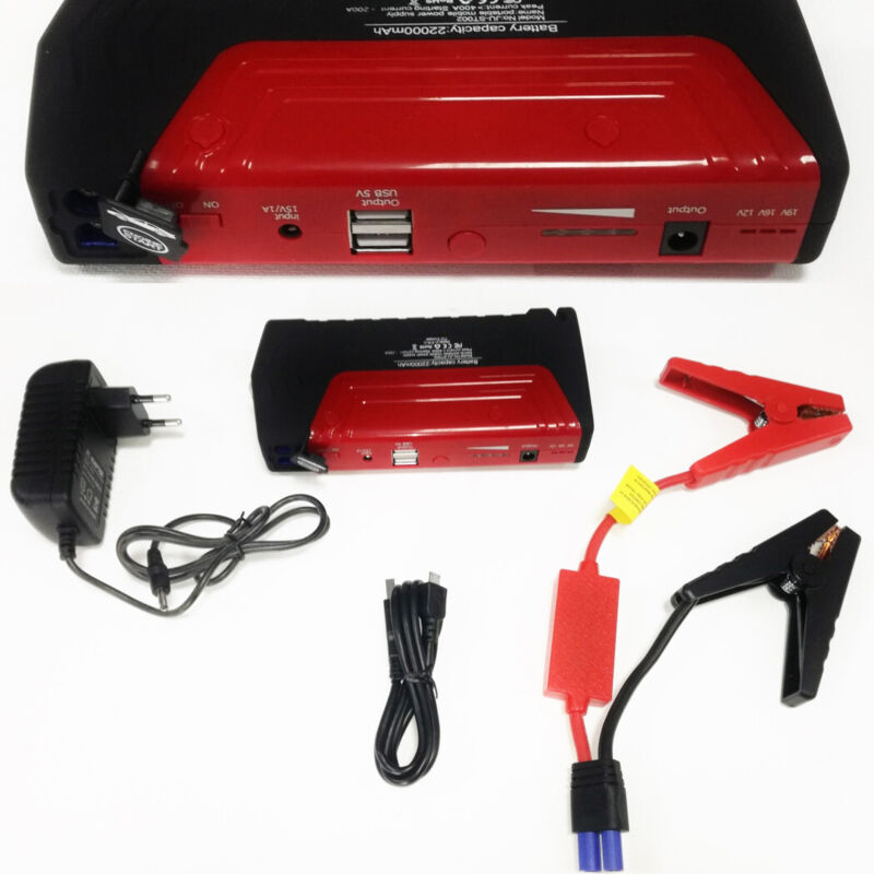 Trade Shop Traesio - MaxTech - Jump Starter Portatile 2200a Avviatore Batteria Auto Moto 12v Caricabatteria Usb -