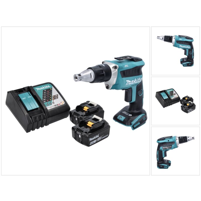 Avvitatore a batteria senza spazzole Makita dfs 452 rg 18 v + 2 batterie da 6,0 Ah + caricabatterie