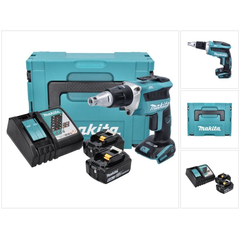 Avvitatore a batteria senza spazzole Makita dfs 452 rgj 18 v + 2x batterie 6,0 Ah + caricabatterie + Makpac