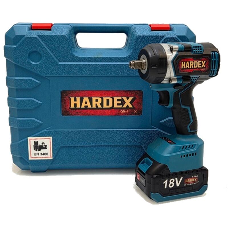 Avvitatore a impulsi brushless HARDEX 600 Nm 2 batterie da 4,0 Ah caricabatterie accessori