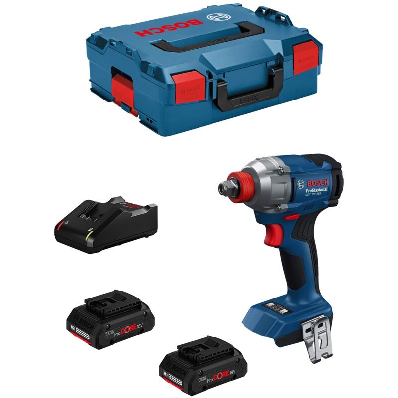 Avvitatore a massa battente BOSCH GDX 18V-285 (2 x 4,0 Ah ProCORE + GAL18V-40 + L-Boxx 136)