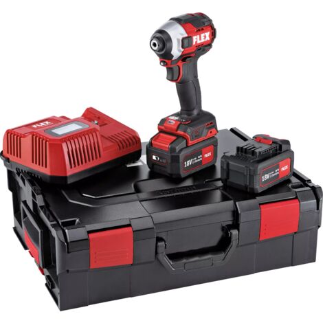 Avvitatore a percussione FLEX 18V - 2 batterie 5,0 Ah + caricabatteria + riserva punte + L-BOXX - 520771