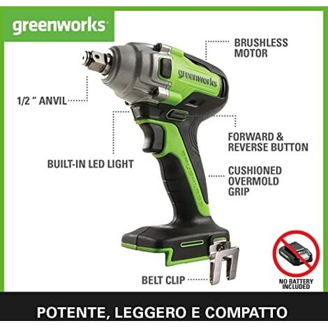 Avvitatore a percussione GREENWORKS 24V Brushless - Senza batteria o caricatore - GD24IW400