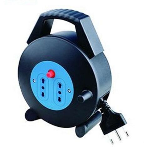 AVVOLGICAVO 2 POSTI BIPASSO/16A 5METRI CON PROTEZ. TERMICA (PEA2-5-BK)