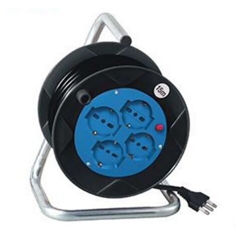 Avvolgicavo 4pos bipasso/schuko 15metri spina16A nero