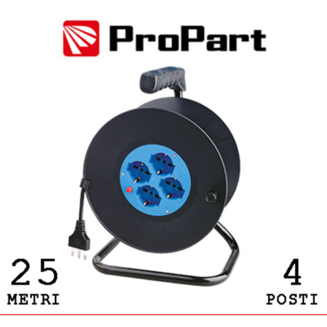 Avvolgicavo 4pos bipasso/schuko 25metri con protez. termica