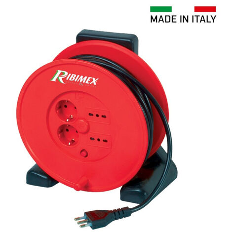 AVVOLGICAVO ELETTRICO CAVO 20mt PROLUNGA AVVOLGIBILE 4 PRESE 3100W RIBIMEX