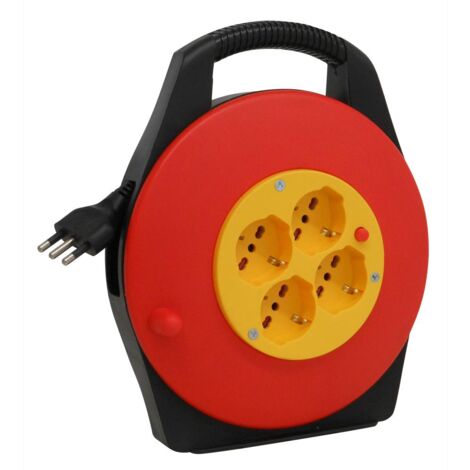 Avvolgicavo Elettrico cavo da 5 metri spina 16A + 4 prese 10/16A schuko 5 Metri