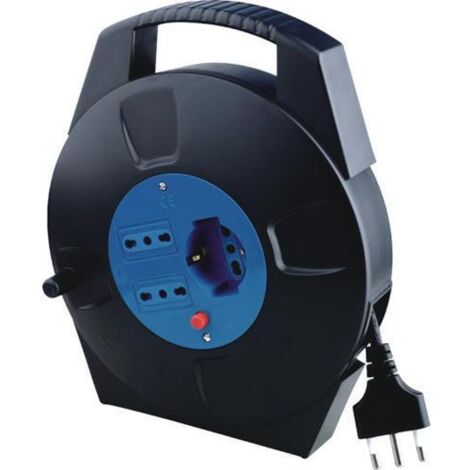 AVVOLGICAVO Elettrico DOMESTICO 8 mt MAURER 2 prese 2P+T 16A bipasso + 1 Schuko