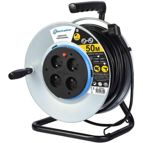 Avvolgicavo elettrico fai da te con terra L. 50 m ho5vvf 3g1,5 ELECTRALINE