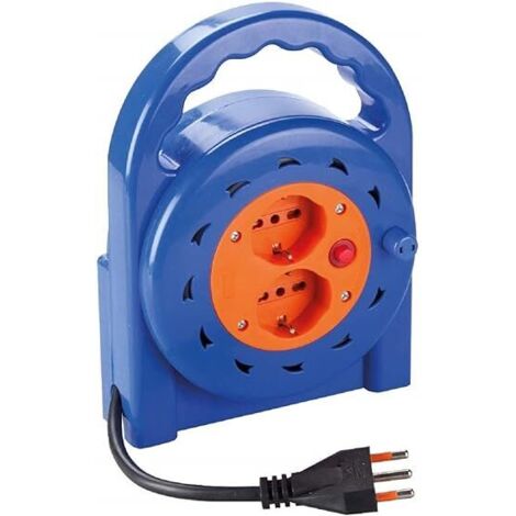 Avvolgicavo Elettrocanali 1 presa 16 a + 2 prese bipasso schuko 10 / 16 a cavo 5 m