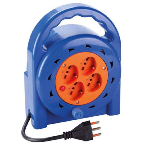 Avvolgicavo Elettrocanali 1 presa 16 a + 4 prese bipasso schuko 10 / 16 a cavo 10 m