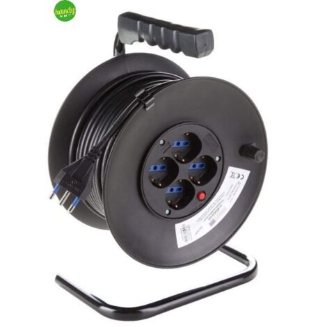 Avvolgicavo Elettrocanali 1 presa 16 a + 4 prese bipasso schuko 10 / 16 a cavo 25 m