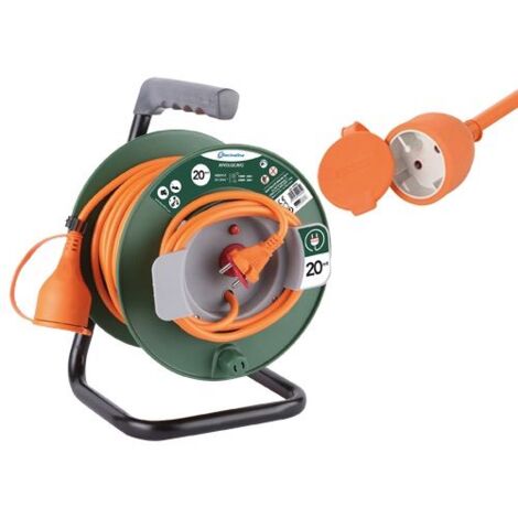 Avvolgicavo prolunga da giardino 20 Mt spina con coperchio anti-sporco 3200W Max. GARDEN 49234