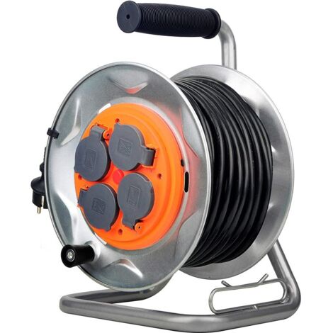 Avvolgitore IP44 4 prese 16A 3G2,5mm² - Arancione - Zenitech (25m)