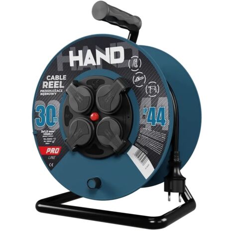 Avvolgitore manuale deCavo 30m 3x1,5mm 16A / 3680W / IP44, mobilità e sicurezza, idealeper uso esterno.