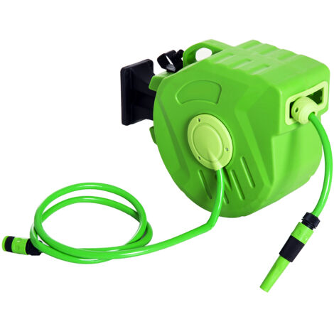 Avvolgitubo Avvolgitubo automatico da 15 m, girevole, ideale per aria compressa e giardinaggio, verde