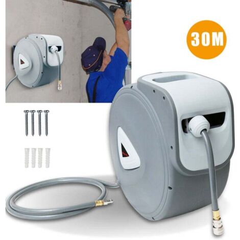 Avvolgitubo da 30 m, montaggio a parete, avvolgitubo, 1/4 di pollice, supporto automatico per tubo, avvolgitubo