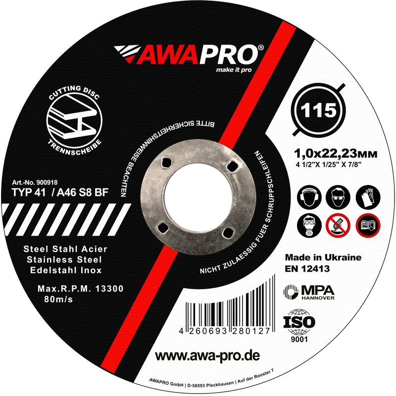 AWAPRO® Dischi da taglio in acciaio inox, diametro...