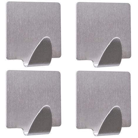AWD INTERIOR 1329 Perchero de pared plateado, rectangular, 4 uds.