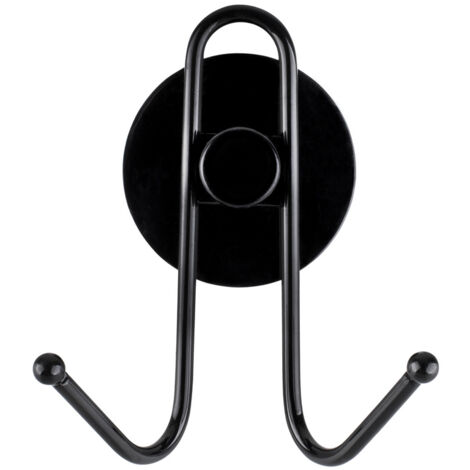 AWD INTERIOR 1662 Percha de pared negra, 2 ganchos, pegada