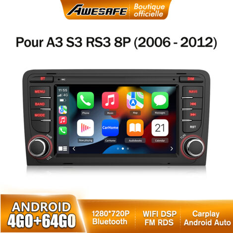 AWESAFE 4G Autoradio Android 13 pour Audi A3 8P/S3/RS3/Sportback 4Go+64Go avec 7'' Écran Tactile Carplay Android Auto GPS WiFi FM