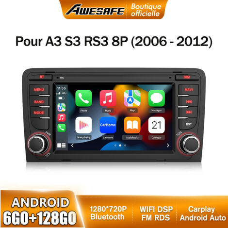 AWESAFE 4G Autoradio Android 13 pour Audi A3 8P/S3/RS3/Sportback 6Go+128Go avec 7'' Écran Tactile Carplay Android Auto GPS WiFi FM