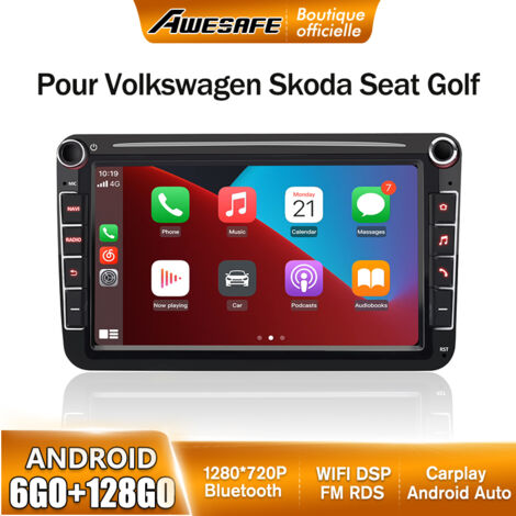 AWESAFE 4G Autoradio Android 13 pour Golf 5 6 VW Passat Polo Seat Skoda 6Go+128Go avec 8'' Écran Tactile Carplay Android Auto GPS