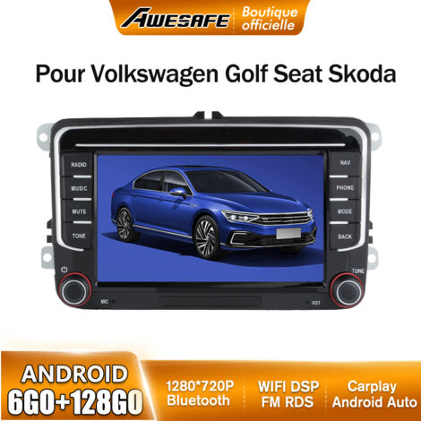 AWESAFE 4G Autoradio Android 13 pour VW Polo Passat Skoda Glof Seat 6Go+128Go avec 7'' écran Tactile Carplay Android Auto RDS GPS