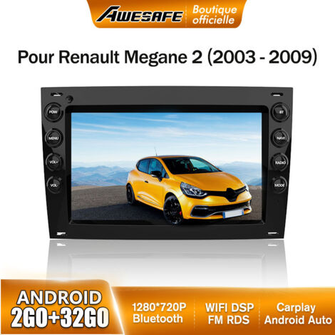 AWESAFE Autoradio Android 13 2Go+32Go pour Megane 2 (2003-2009) 7 '' Écran Tactile Carplay Android Auto Bluetooth WiFi RDS