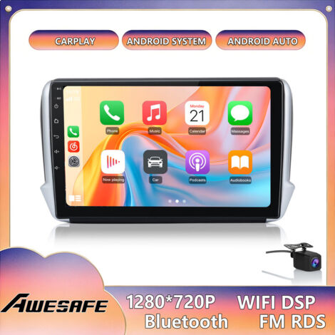 AWESAFE Autoradio Android 13 para Peugeot 208/2008 (2GB+32GB) Pantalla de 10'' CarPlay Android Auto GPS Cámara de Reversa