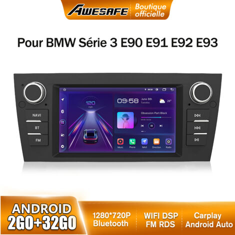 AWESAFE Autoradio Android 13 pour BMW Series 3 E90 E91 E92 E93 2Go+32Go avec 7'' Écran Tactile GPS Carplay Android Auto Bluetooth