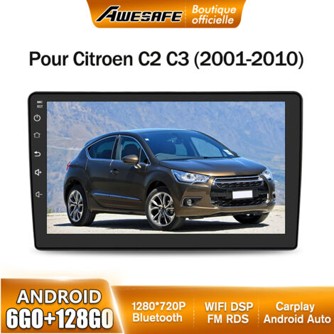 AWESAFE Autoradio Android 13 pour Citroen C2 C3 (2001-2010) 6Go+128Go avec 9'' écran Tactile Carplay Android Auto Bluetooth WiFi