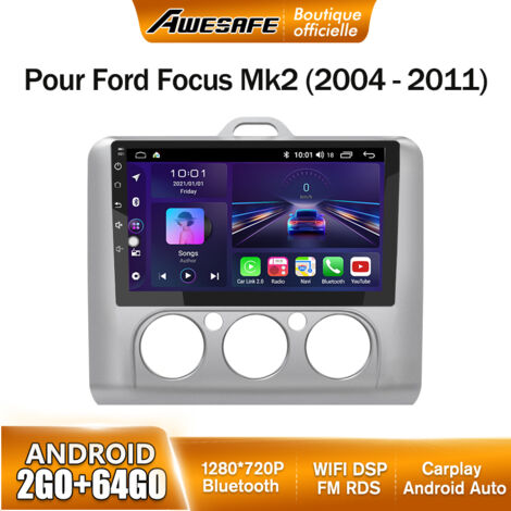 AWESAFE Autoradio Android 13 pour Ford Focus Mk2 (2004-2011) 2Go+64Go avec 9'' écran Tactile Carplay Android Auto GPS Bluetooth FM