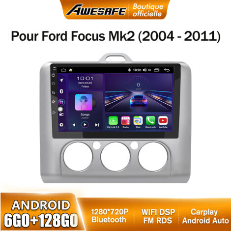 AWESAFE Autoradio Android 13 pour Ford Focus Mk2 (2004-2011) 6Go+128Go avec 9'' écran Tactile Carplay Android Auto GPS Bluetooth FM