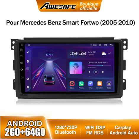AWESAFE Autoradio Android 13 pour Mercedes Benz Smart Fortwo (2005-2010) 2Go+64Go 9'' écran Tactile Carplay GPS Android Auto