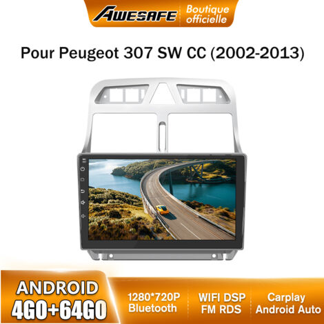 AWESAFE Autoradio Android 13 pour Peugeot 307 307CC 307SW (2002-2013) 4Go+64Go 9'' Écran Tactile Carplay Android Auto GPS WiFi