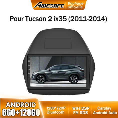 AWESAFE Autoradio Android 13 pour Tucson 2 ix35 (2011-2014) 6Go+128Go 9'' Écran Tactile Carplay Android Auto GPS WiFi FM