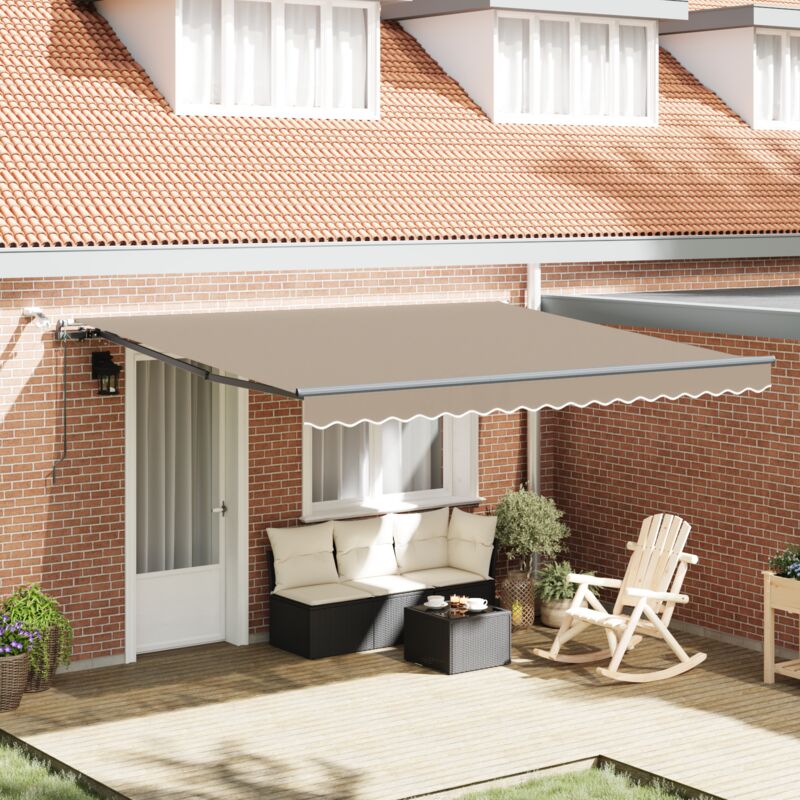 Vidaxl Automatic Retractable Awning With Led Beige 400x350 Cm