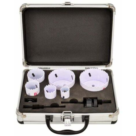 AWTOOLS Bimetall-Lochsägen-Set im Metallkoffer, 8-teilig, 22–73 mm, Black Line
