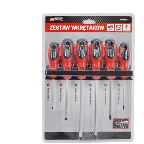 AWTOOLS JEU DE TOURNEVIS SUR CINTRE BLISTER S2 / 6 pcs.