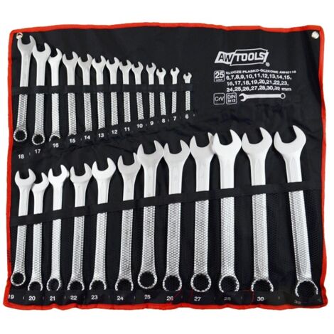 Awtools klucze płasko-oczkowe komplet 25elem. /6mm-32mm/