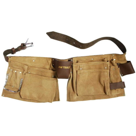 AWTOOLS Leder-Dachdeckergürtel mit 11 Taschen
