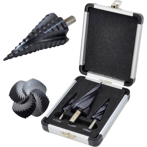 AWTOOLS M2-TiAlN PUNTA A GRADINO / Set di 3 / 4-12 mm / 4-20 mm / 4-32 mm / BL