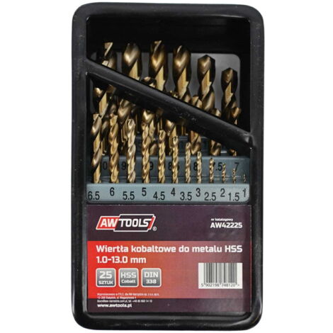 AWTOOLS Metall-Kobalt-Bohrerset, 25-teilig