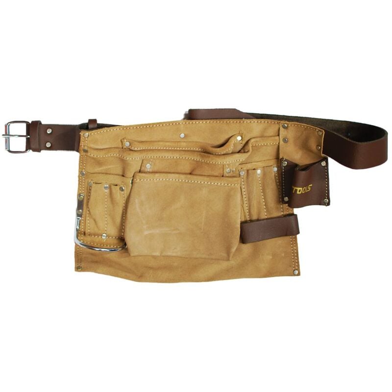 Awtools pas dekarski skórzany 7 kieszeni / pasek skórzany